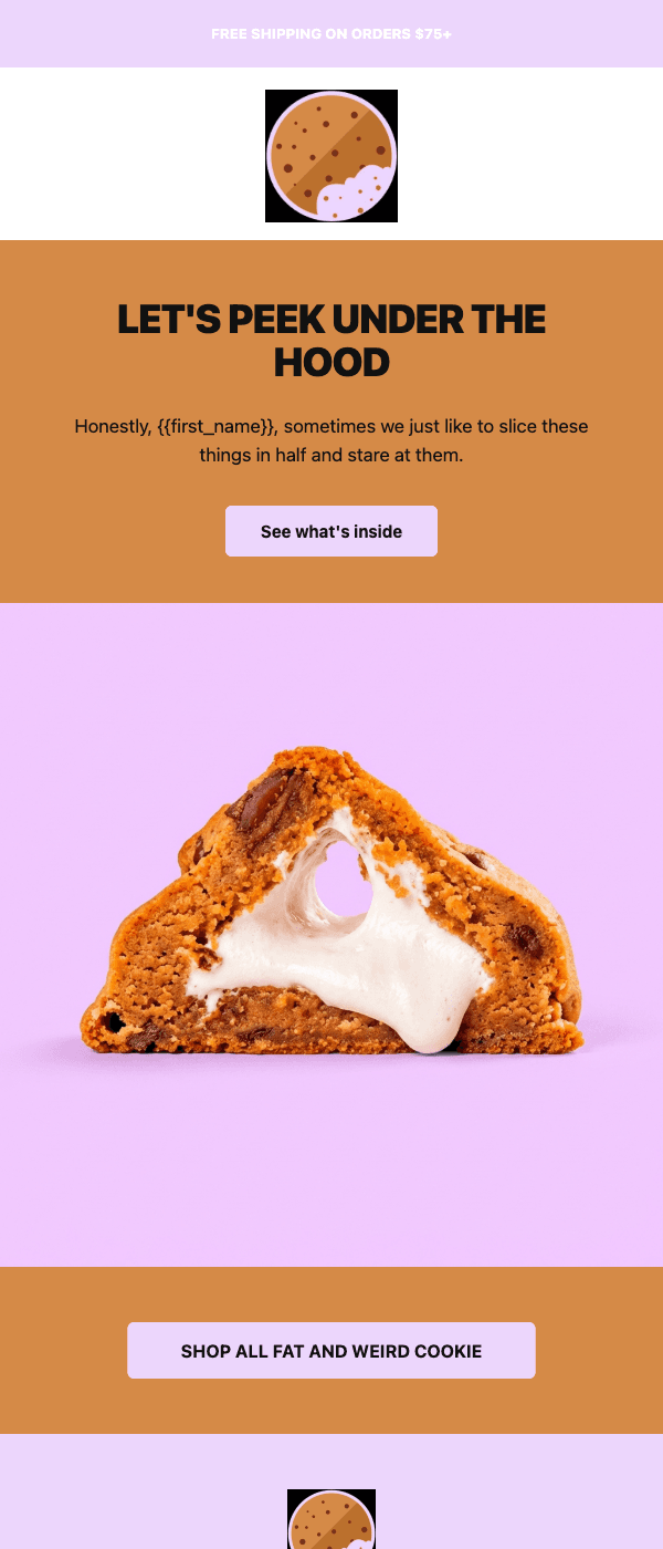 Example email campaign generated by SendKite for a cookie brand